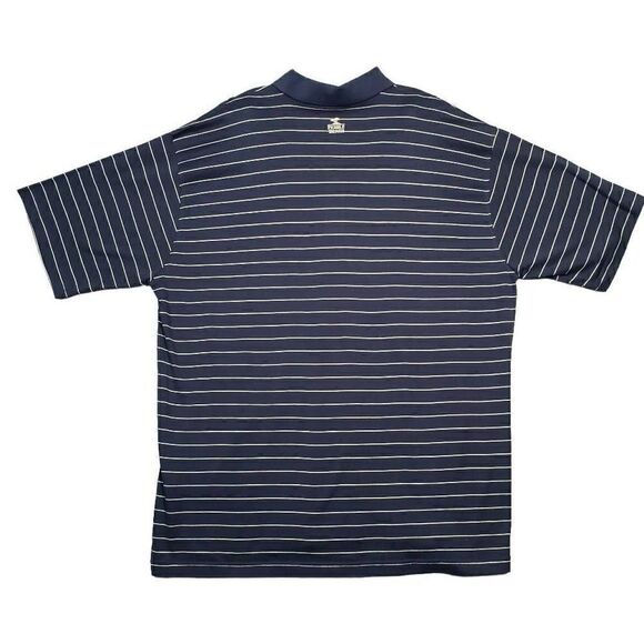 Pebble Beach Men's Size 2XL Polo Shirt‎ Navy White Stripped 100% Cotton - Picture 2 of 9